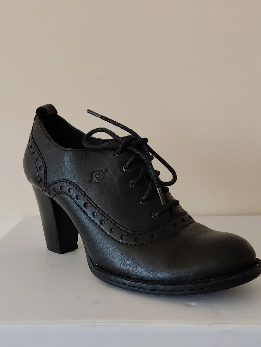 Born Black Lace-Up Brogue Heel Pumps - Picture 3 of 4